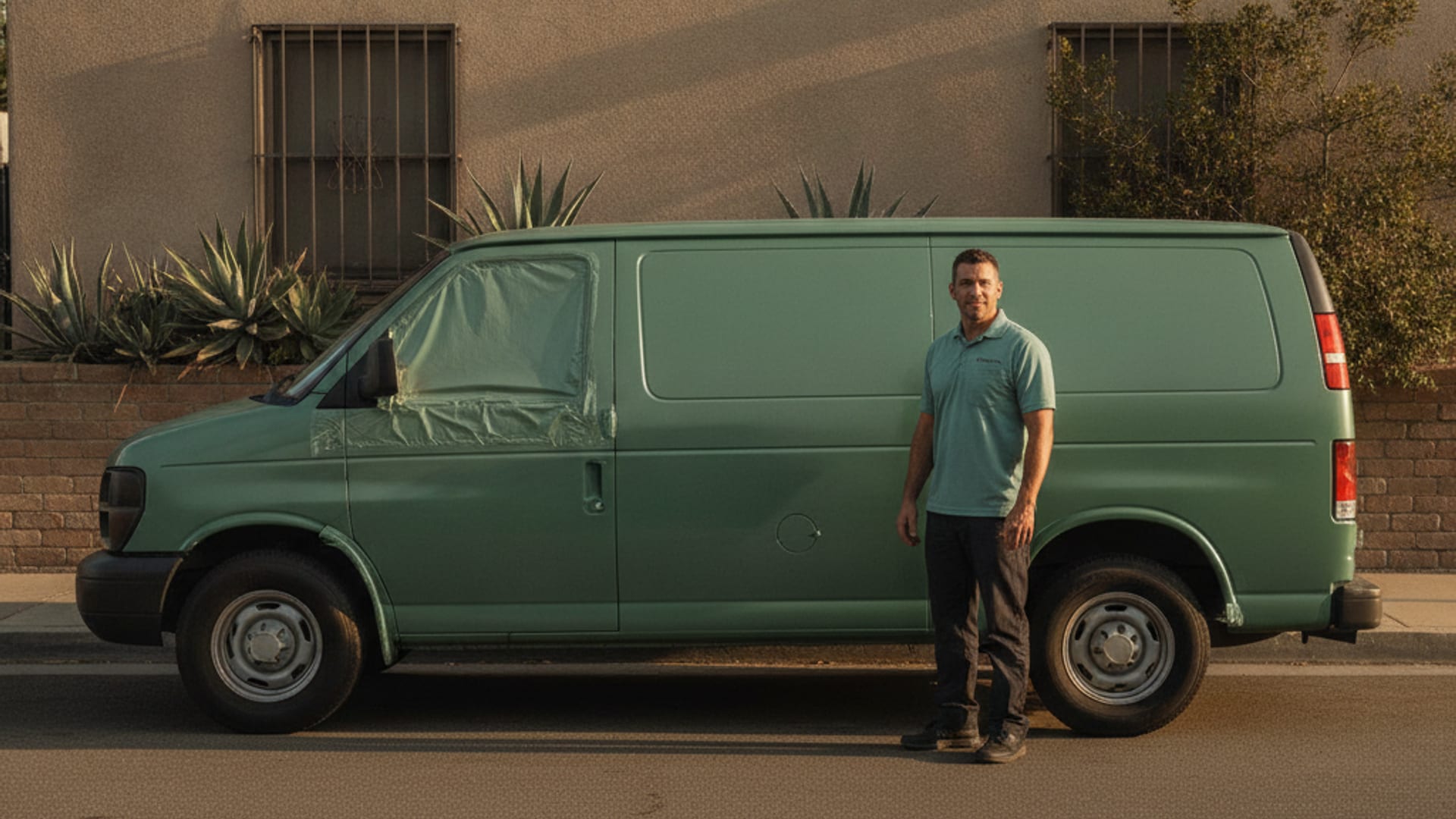 Un vehículo de trabajo medido para un gráfico de vinil en San Diego
