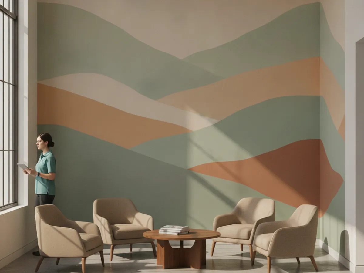Large printed vinyl panel measured for an interior wall
